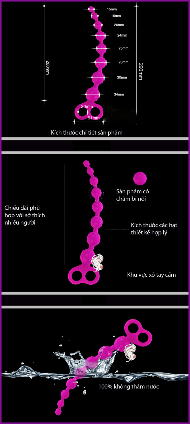 Sextoy matxa hậu môn, hạt dây, bi nổi mềm 3